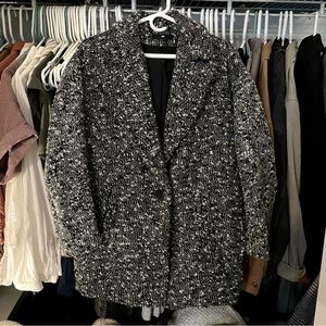 H&M Black White Boucle Coat